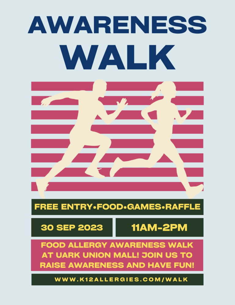 Food Allergy Awareness Walk with free food, entertainment and games, and a raffle! Come join us!